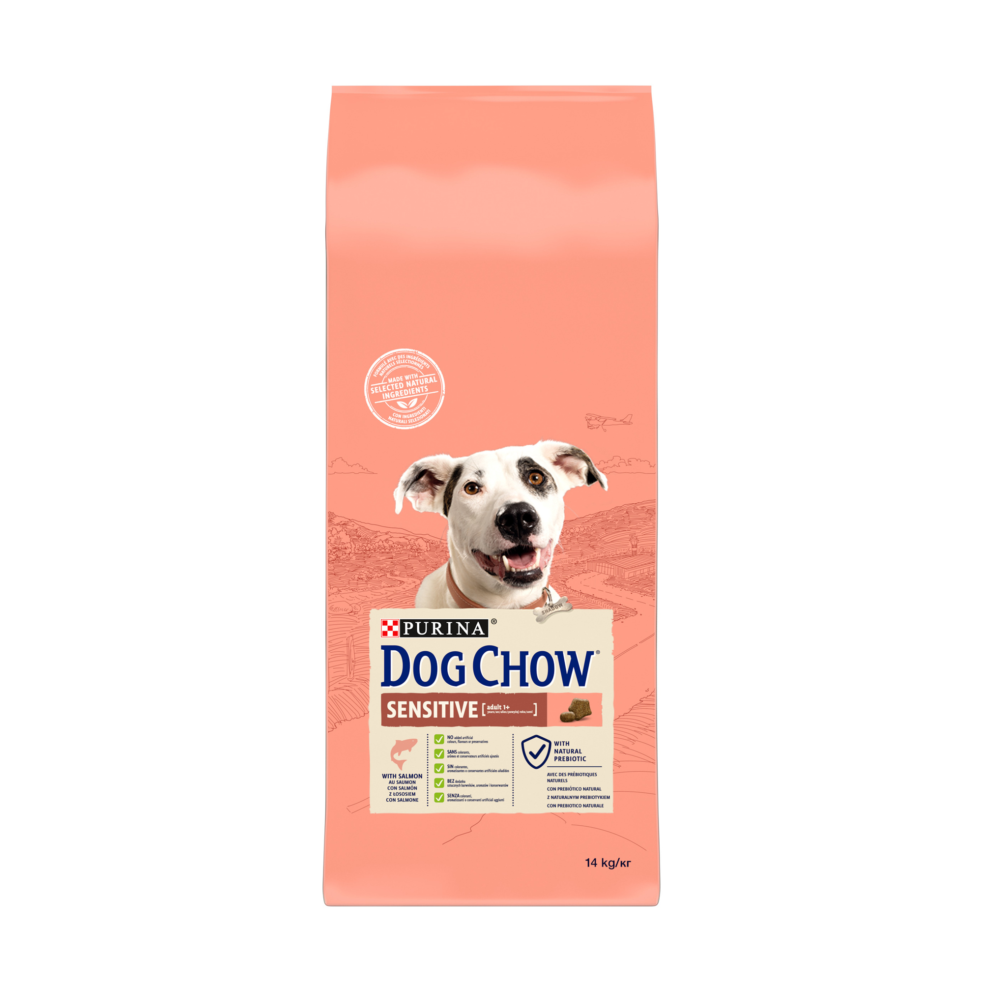 Сухий корм для собак від 1 року Dog Chow Sensitive Adult 1+ схильних до алергії, з лососем, 14 кг