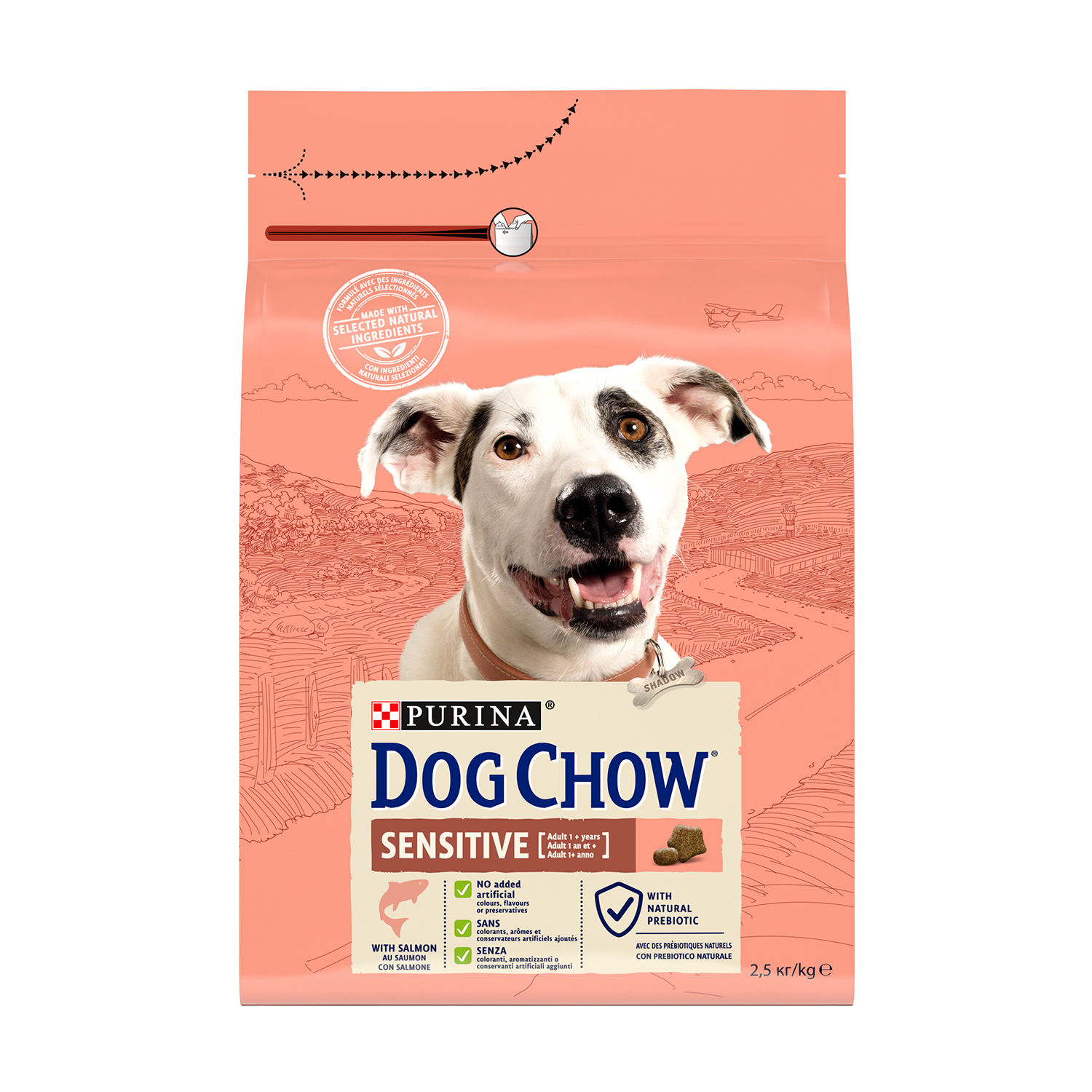 Сухий корм для собак від 1 року Dog Chow Sensitive Adult 1+ схильних до алергії, з лососем, 2.5 кг